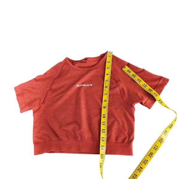 Alphalete Womens Amplify Short Sleeve Crop Top, Lightweight, Orange, Size Medium - Picture 8 of 9